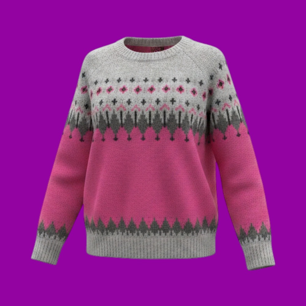 John Paul Richard Fair Isle Sweater Womens M Pink Grey Excellent Pullover Cozy